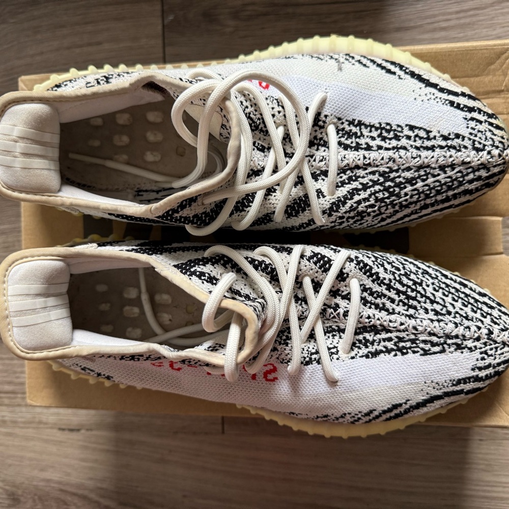 Yeezy White and Black Athletic Shoes